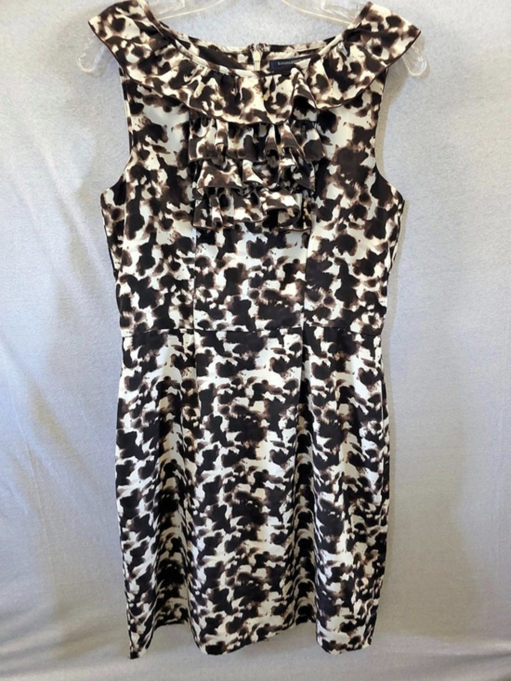 Banana Republic Animal Print Ruffle Mini Dress in Brown & White Size 8 Like